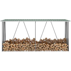 vidaXL Vedskjul galvanisert stål 330x84x152 cm grønn