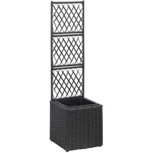 vidaXL Høybed med espalier 1 potte 30x30x107 cm polyrotting svart