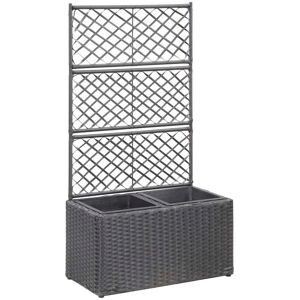 vidaXL Høybed med espalier 2 potter 58x30x107 cm polyrotting svart