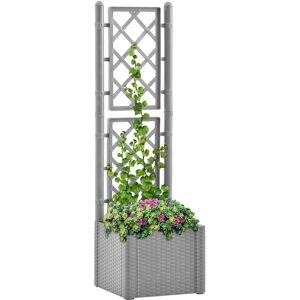 vidaXL Høybed med espalier og selvvanningssystem grå