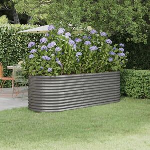 vidaXL Høybed pulverlakkert stål 224x80x68 cm grå