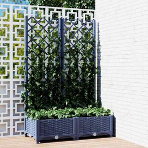 vidaXL Plantekasse med espalier blågrå 80x40x121,5 cm PP