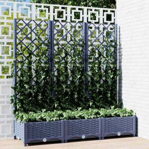 vidaXL Plantekasse med espalier blågrå 120x40x121,5 cm PP