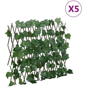 vidaXL Utvidbart espalier kunstige drueblader grønn 5 stk 190x60 cm