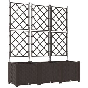 vidaXL Hageplantekasse med Spalier 3 stk Brun 120x40x143 cm