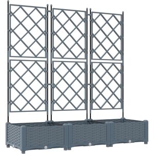 vidaXL Hagekrukke med trellis 3 stk Lysegrå 120x40x125.5 cm