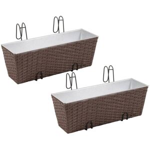 vidaXL Trapesformert Balkong Rottang Plantepotte Sett 50 cm 2 stk. Brun