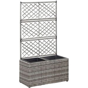 vidaXL Høybed med espalier 2 potter 58x30x107 cm polyrotting grå