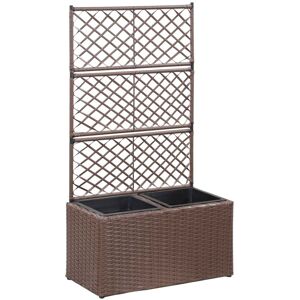 vidaXL Høybed med espalier 2 potter 58x30x107 cm polyrotting brun
