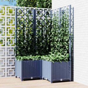vidaXL Plantekasse med espalier blågrå 80x80x136 cm PP