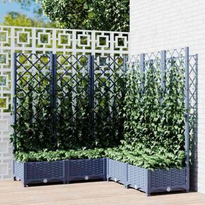 vidaXL Plantekasse med espalier blågrå 120x120x121,5 cm PP