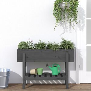 vidaXL Høybed grå 101x30x69 cm heltre furu