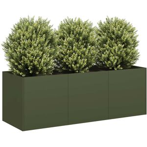 vidaXL Plantekasse olivengrønn 120x40x40 cm kaldvalset stål