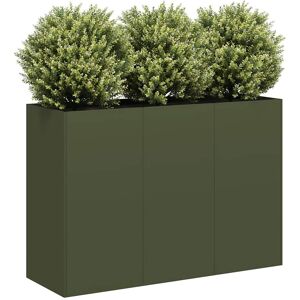 vidaXL Plantekasse olivengrønn 120x40x80 cm kaldvalset stål
