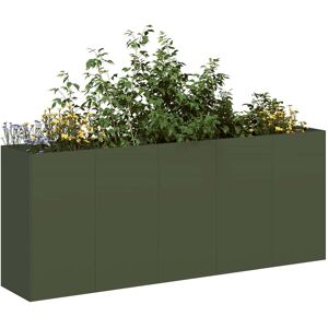 vidaXL Plantekasse olivengrønn 200x40x80 cm kaldvalset stål