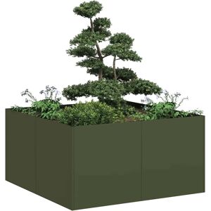 vidaXL Plantekasse olivengrønn 80x80x40 cm kaldvalset stål