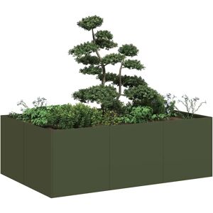 vidaXL Plantekasse olivengrønn 120x80x40 cm stål