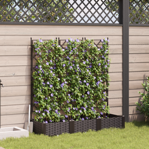 vidaXL Hageplanter med Trellis 3 stk Brun 120x40x125.5 cm