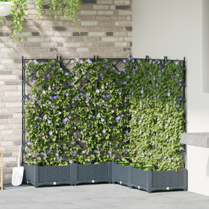 vidaXL Hageplanter med Trellis 5 stk Lysegrå 120x120x125,5 cm
