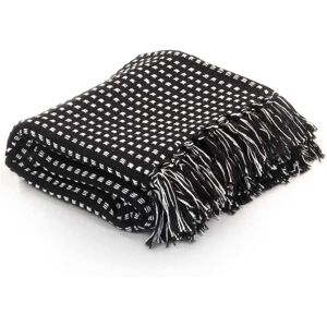 vidaXL Pledd bomull rutetmønster 125x150 cm svart