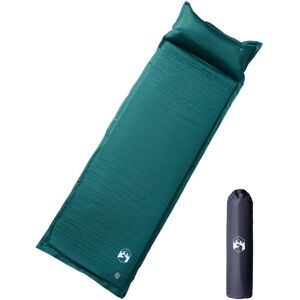 vidaXL Selvoppblåsende campingmadrass med pute for 1 person grønn