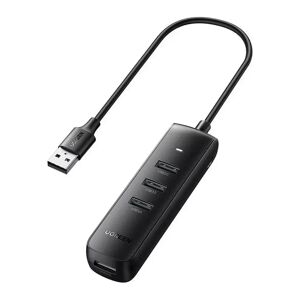 UGREEN 5-i-1 USB-A-adapter 3 x USB 2.0 - 1 x USB-C - 1 x RJ45 Ethernet - Svart
