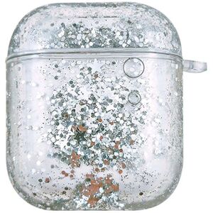 INCOVER AirPods (1 & 2. gen.) Plastik Deksel - Gjennomsiktig m. Sølv Glitter Vannfall