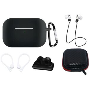 Hurtel AirPods Pro (1 & 2. gen.) Silikonetui Sett med Nakkestropp og Ørekrok - Svart