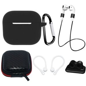 Hurtel AirPods (3. gen.) Silikonetui Sett med Nakkestropp og Ørekrok - Svart