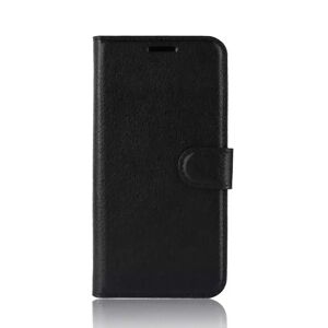 INCOVER OnePlus 6 Litchi Texture Leather Stand Deksel med Lommebok Svart