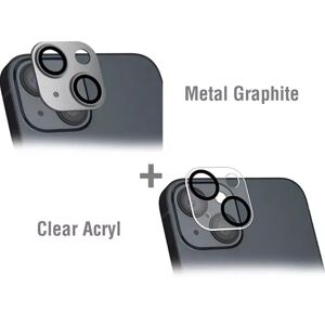 4smarts iPhone 14 / 14 Plus 4Smarts StyleGlass Kameralinse Beskyttelsesglass - 2 stk. - Metallgrafitt og Klar Akryl