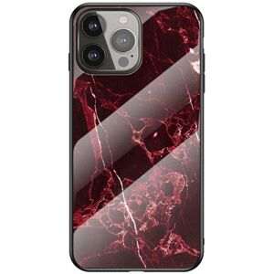INCOVER iPhone 13 Pro Fleksibelt Bakside av Plast med Glassrygg - Blod Rød Marmor