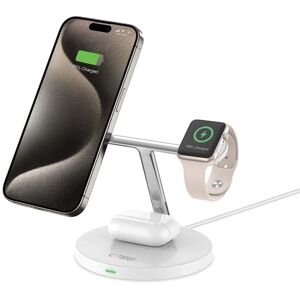 Tech-Protect A35 3-i-1 Magnetisk Trådløs Lader 15W - MagSafe Kompatibel - Hvit