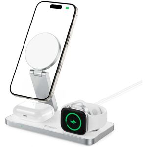 Tech-Protect 3-i-1 Magnetisk Trådløs Lader - MagSafe Kompatibel - 15W - Hvit