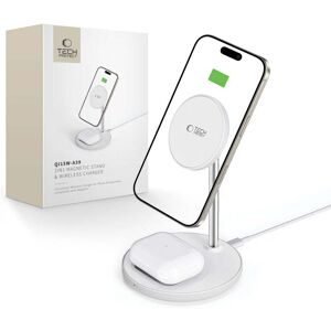 Tech-Protect 2i1 Magnetisk MagSafe Trådløs Lader Qi15W-A39 - Hvit