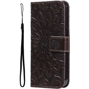 INCOVER iPhone 15 Pro Skinn Deksel med Lommebok og Stropp - Mandala Blomst - Mørkebrun