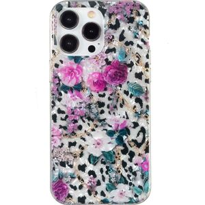 INCOVER iPhone 15 Pro Fleksibelt Plastdeksel - Leopard og Blomster Mønster