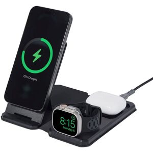 UAG 3-i-1 Trådløs Reiseladestasjon 25W med USB-C til USB-C Kabel og Forskjellige Plugger – Svart / Grå