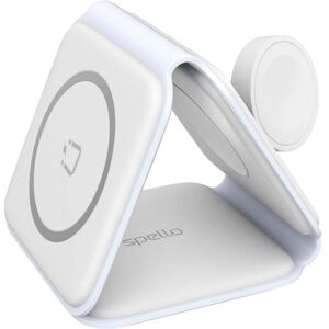 Spello 3-i-1 Sammenleggbar Trådløs Lader 15W - MagSafe Kompatibel - Hvit