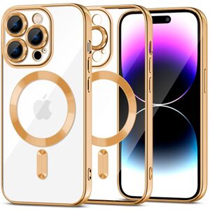 iPhone 15 Pro Tech-Protect MagShine Deksel - MagSafe Kompatibel - Gjennomsiktig / Gull