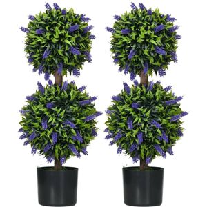 Sett med 2 kunstige planter, UV-bestandig kunstig plante i blomsterpotte, 70 cm stueplante med lavendel til stue, hage