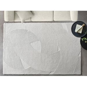 Vente-unique Tapete com relevo 100% lã feito à mão 160x230 cm, 2200 g/m2, cor marfim - BASSAM