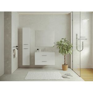 Vente-unique Coluna de casa de banho suspensa, 6 prateleiras, cor branca C30xL25xA160 cm - KAYLA