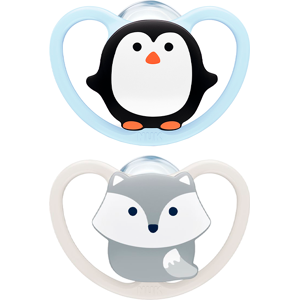 Nuk Space Silicone Chupeta 0-6M Azul Cor Cinza