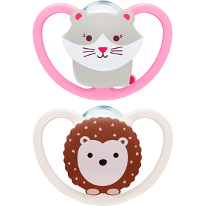 Nuk Space Silicone Chupeta 0-6M Rosa Cor Castanho