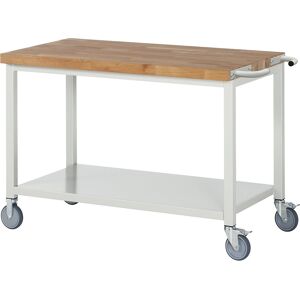 eurokraft pro Bancada de trabalho com rodas Série 8000, estrutura modular, 1 prateleira, LxP 1250 x 700 mm