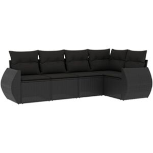 Vidaxl Conjunto 5 sofás de jardim com almofadões vime PE preto