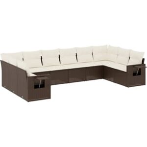Vidaxl Conjunto 10 Sofás Jardim com Almofadões Vime Pe Castanho