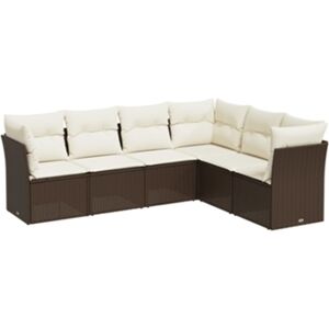 Vidaxl Conjunto 6 de Sofás Jardim com Almofadões Vime Pe Castanho