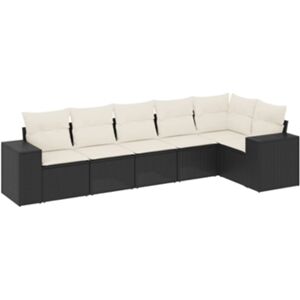 Clicnbuy 6 Peças Conjunto Sofás de Jardim com Almofadões Vime Pe Preto CLIC N BUY